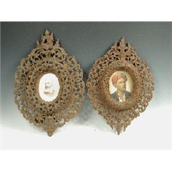Two Burmese softwood oval picture frames