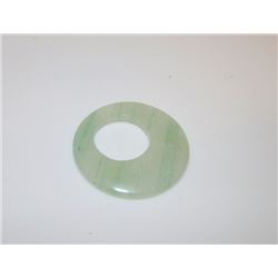 Chinese Jade Green Carved Donut Disc Pendant