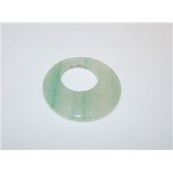 Chinese Jade Green Carved Donut Disc Pendant