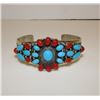 Image 1 : Navajo Sterling Coral Turquoise Bracelet