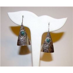 Art Deco Style Sterling Silver Turquoise Earrings