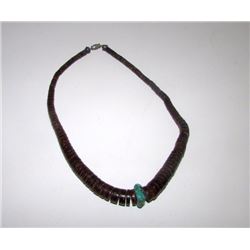 Old Pawn Native American Shell Disc Turquoise Necklace