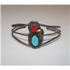 Image 1 : Old Pawn Sterling Navajo Turquoise Coral Bracelet