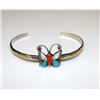 Image 1 : Native American Zuni Sterling Inlay Butterfly Bracelet