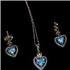 Image 1 : Sterling Silver Blue Topaz Marcasites Earrings Necklace