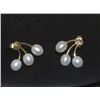 Image 1 : 10K Gold Pearl Floral Earrings