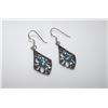 Image 1 : Sterling Silver 925 Marcasite Blue Topaz Pierced Dangle Earrings