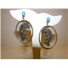 Image 1 : Old Pawn Navajo Sterling Silver Turquoise  Kokopelli Dangle Earrings