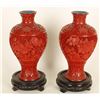 Image 2 : 2 Small Red Carved Vases