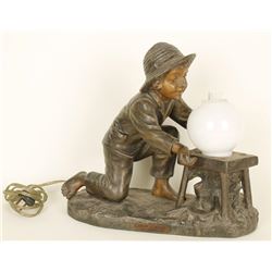Antique Bronze Statue Lamp