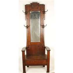 Antique Oak Hall Tree
