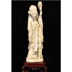 Chinese Ivory Figure on Wood Base