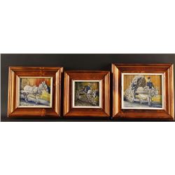 Lot of 3 Framed Tiles