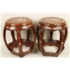 Image 1 : 2 Asian Rosewood Mother of Pearl Inlaid Stools