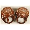 Image 2 : 2 Asian Rosewood Mother of Pearl Inlaid Stools