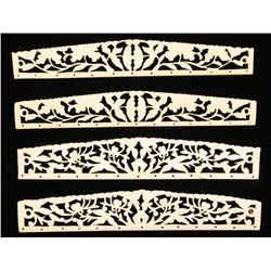Four Carved Elephant Ivory Plaques