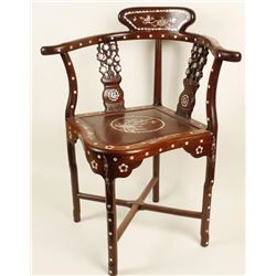 Rosewood Mother of Pearl Inlaid Chair