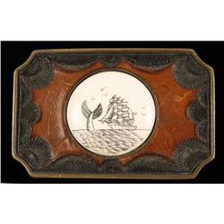 Brass and Scrimshaw Belt Buckle