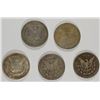 Image 2 : ( 5 ) CIRCULATED MORGAN SILVER DOLLARS: 1881-O1882-O, 1887-O, 1901-O & 1921