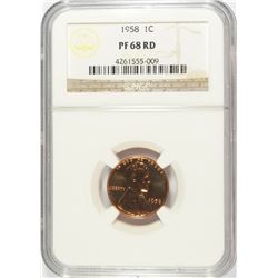 1958 LINCOLN CENT, NGC PROOF-68 RED