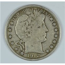 1912-D BARBER HALF DOLLAR, VF