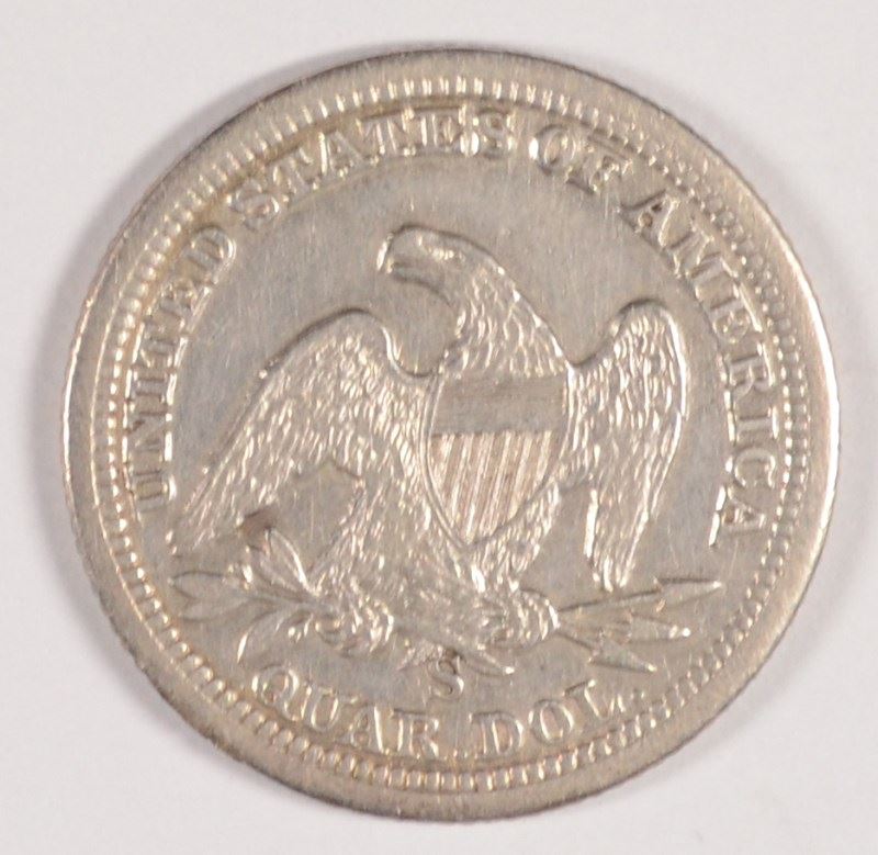 1861S SEATED QUARTER, CIVIL WAR COIN, VERY RARE ONLY 96.000 MINTED, XF/AU