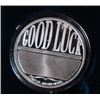 Image 2 : "GOOD LUCK" WITH HORSESHOE AND HORSE HEAD ON A  ONE OUNCE .999 SILVER ART ROUND