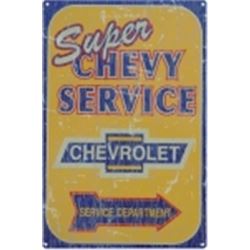 RUSTIC SUPER CHEVY METAL SIGN