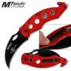 Image 1 : 7.5" SERRATED STAINLESS STEEL RED KARAMBIT KNIFE W/SEAT