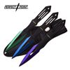 Image 1 : 6.5 GREEN BLUE AND PURPLE THROWING KNIVES W/SHEATH