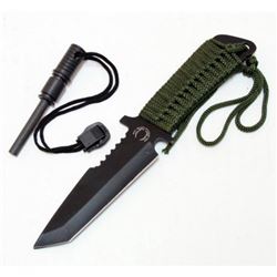 CARBON STEEL HUNTING KNIFE W/FIRE STARTER SIZE: 7"