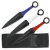 Image 1 : 9" 3 PIECE RED WHITE AND BLUE THROWING KNIVE SET
