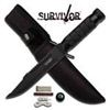 Image 1 : BLACK SURVIAL BOWIE KNIFE W/KIT AND SHEATH
