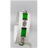 Image 1 : NATURAL CHINESE DESIGN GREEN JADE BRASS BRACELET