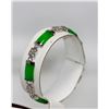 Image 2 : NATURAL CHINESE DESIGN GREEN JADE BRASS BRACELET