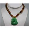 Image 1 : MULTICOLOR JADE GOOD LUCK CHARM BUDDHA NECKLACE WITH 14