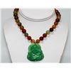 Image 2 : MULTICOLOR JADE GOOD LUCK CHARM BUDDHA NECKLACE WITH 14