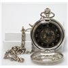 Image 2 : COLLECTIBLE OPEN FACE MECHANICAL POCKET WATCH W/FILIGRE