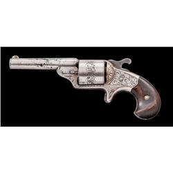 Fine Eng'd & Silver-Plated Moore Teatfire Revolver