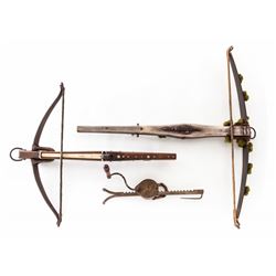 Two Handmade Crossbows and Cocking Crank