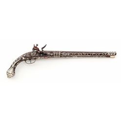 Mid-Eastern Coral/Silver Flintlock Pistol
