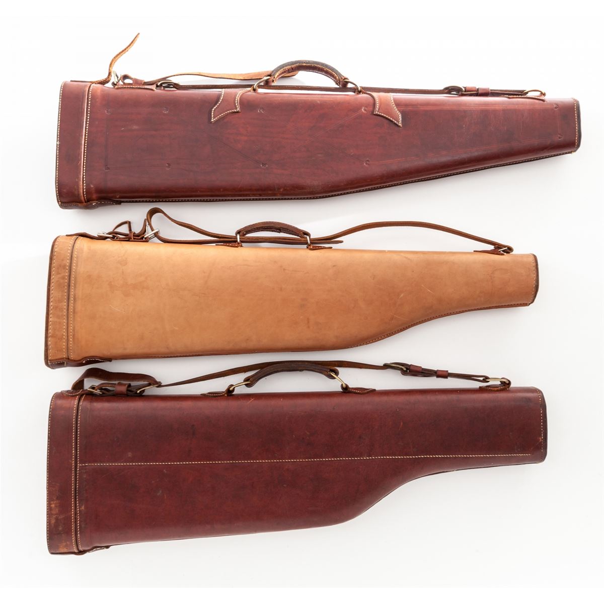 Lot of Three (3) Leather Takedown Shotgun Cases