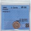 Image 1 : 5 cents 1892, CCCS VF-30; Obverse 2.