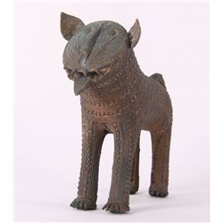 Pre-Columbian metal feline burial fetish.  (Size: See