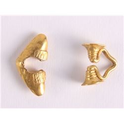 Two (2) Pre-Columbian Gold Nose Ornament from the