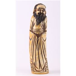 Chinese 18th Century Qing Dynasty ivory carving of a Scholar