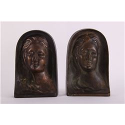 Art Deco bronze book ends signed "Gormley".  (Size: See
