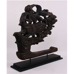 19th Century Siam wooden ship decorative mount.  (Size: