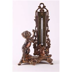 19th Century, bronze thermometer.  (Size: See