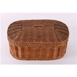 Native American long pine needle basket.  (Size: See